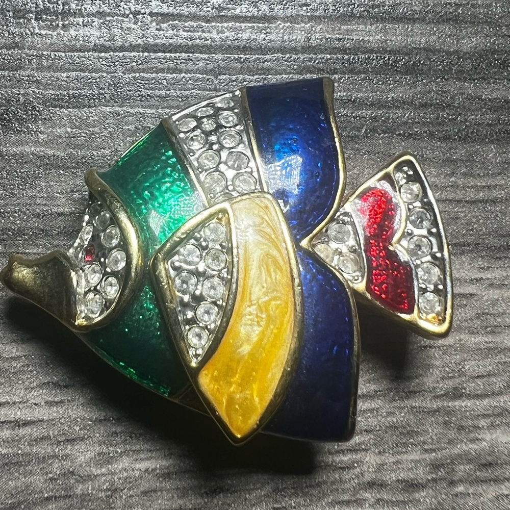 Vintage Enamel & Jeweled Fish Pin/Brooch